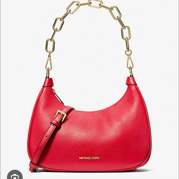 Michael Kors Cora Large Pebbled Leather Chain-Link Crossbody Bag